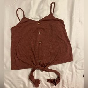 Burgundy cropped tank top with buttons